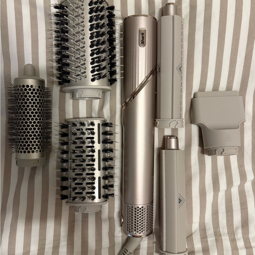 Shark Rose Gold Hot Air Brush with Gray Styling Attachments